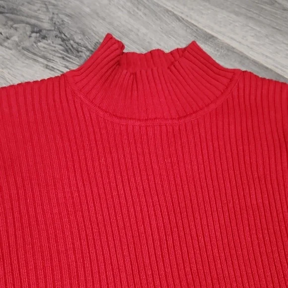 Vintage St Johns Bay Mockneck Red Embroidered Chinky Knit - Picture 3 of 7